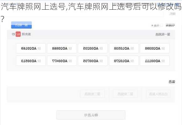 汽车牌照网上选号,汽车牌照网上选号后可以修改吗?