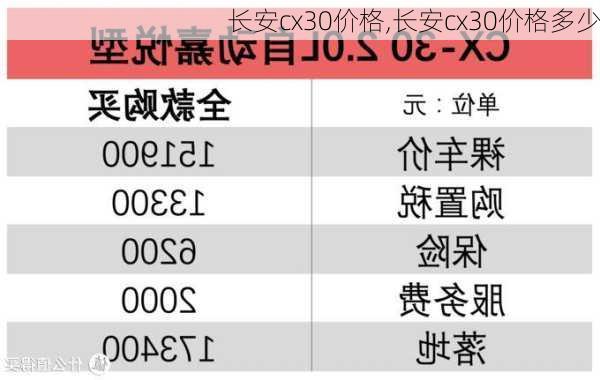 长安cx30价格,长安cx30价格多少-第2张图片-立方汽车网