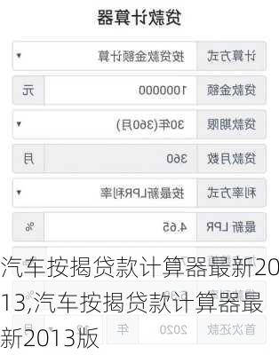 汽车按揭贷款计算器最新2013,汽车按揭贷款计算器最新2013版-第1张图片-立方汽车网