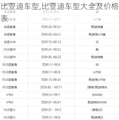 比亚迪车型,比亚迪车型大全及价格表-第1张图片-立方汽车网