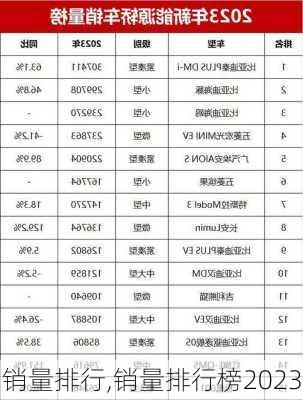 销量排行,销量排行榜2023-第1张图片-立方汽车网