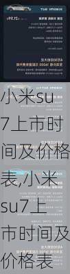 小米su7上市时间及价格表,小米su7上市时间及价格表-第2张图片-立方汽车网