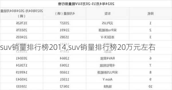 suv销量排行榜2014,suv销量排行榜20万元左右-第3张图片-立方汽车网