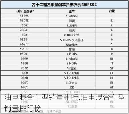 油电混合车型销量排行,油电混合车型销量排行榜-第1张图片-立方汽车网