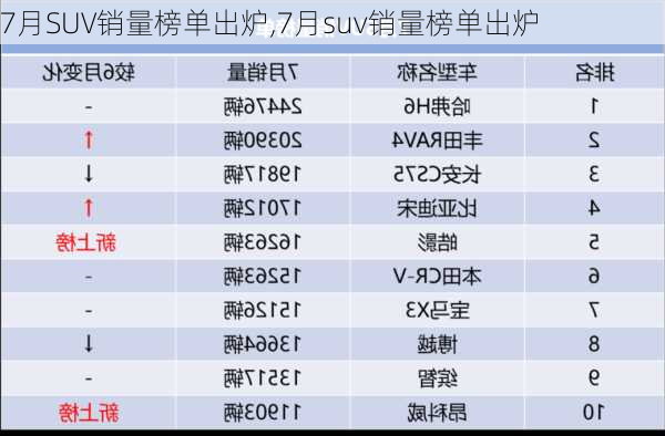 7月SUV销量榜单出炉,7月suv销量榜单出炉-第3张图片-立方汽车网