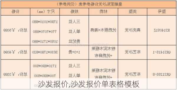 沙发报价,沙发报价单表格模板-第1张图片-立方汽车网