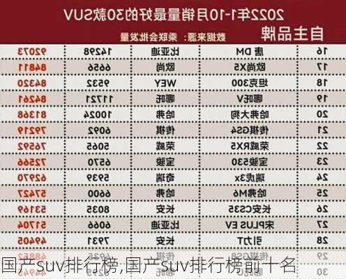 国产suv排行榜,国产suv排行榜前十名-第1张图片-立方汽车网