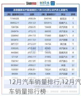 12月汽车销量排行,12月汽车销量排行榜-第2张图片-立方汽车网