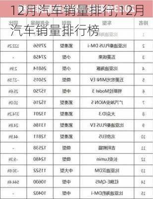 12月汽车销量排行,12月汽车销量排行榜-第3张图片-立方汽车网