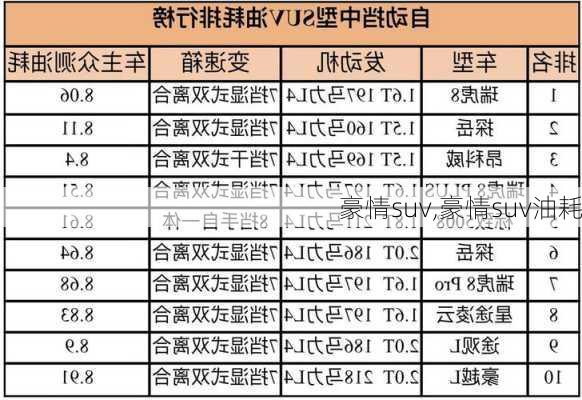 豪情suv,豪情suv油耗-第2张图片-立方汽车网