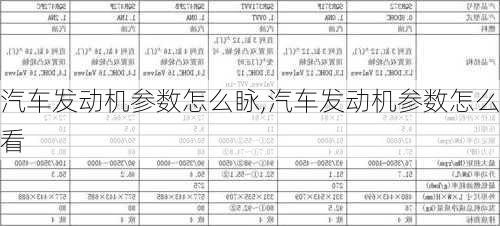 汽车发动机参数怎么眿,汽车发动机参数怎么看