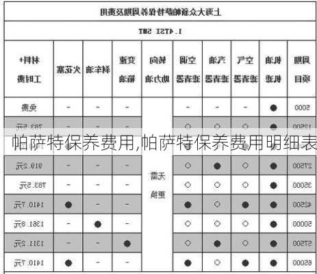 帕萨特保养费用,帕萨特保养费用明细表-第1张图片-立方汽车网