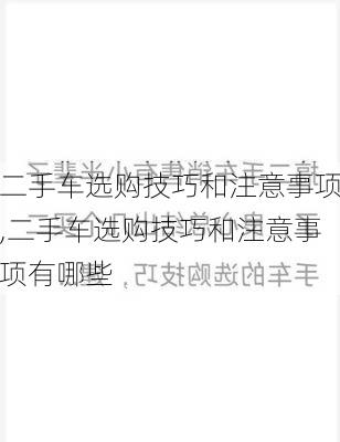 二手车选购技巧和注意事项,二手车选购技巧和注意事项有哪些