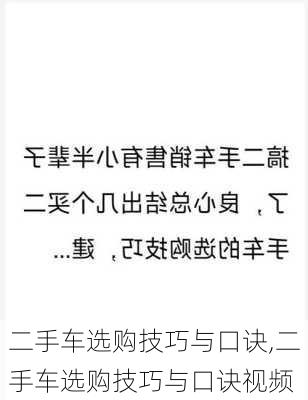 二手车选购技巧与口诀,二手车选购技巧与口诀视频-第2张图片-立方汽车网