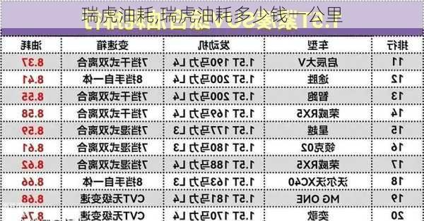 瑞虎油耗,瑞虎油耗多少钱一公里-第1张图片-立方汽车网