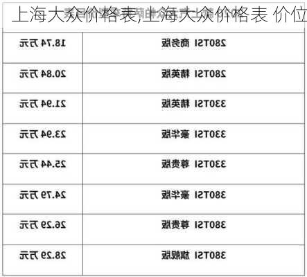 上海大众价格表,上海大众价格表 价位-第3张图片-立方汽车网